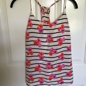 JCrew striped floral cami with adjustable straps